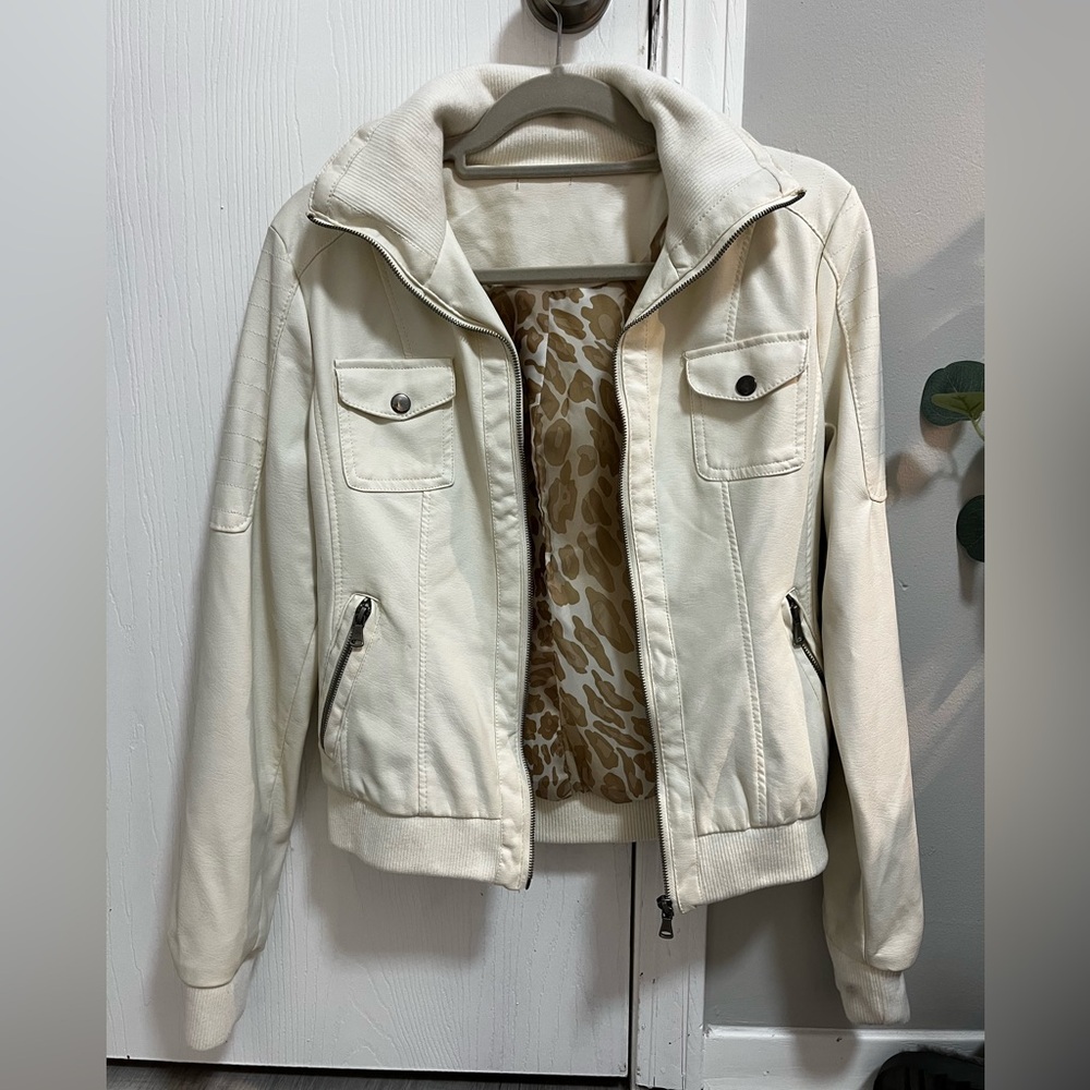 nwt white leather jacket
